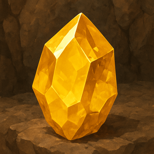 a yellow gem found from the caves of colorado make it realistic.
In-Game asset.  2d.  High contrast.  No shadows
