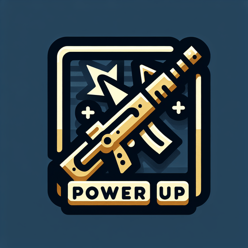 weapon power up icon.
Single Game Texture. In-Game asset. 2d. Blank background. High contrast. No shadows.