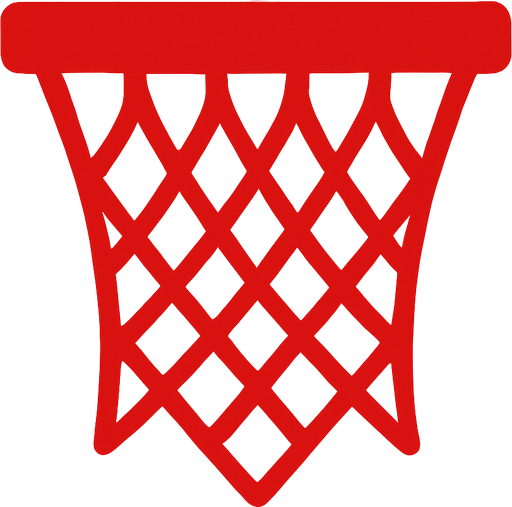 Make me a 2d basketball hoop net in red color. In-Game asset. 2d. High contrast. No shadows.
In-Game asset.  2d.  High contrast.  No shadows
