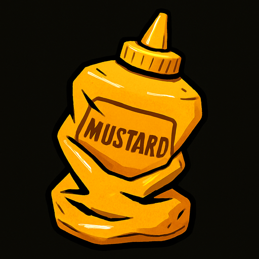 crushed mustard bottle.
In-Game asset.  2d.  High contrast.  No shadows