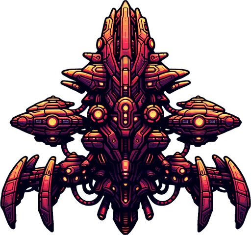 space boss ufo.
Single Game Texture.  In-Game asset.  2d.  Blank background.  High contrast.  No shadows