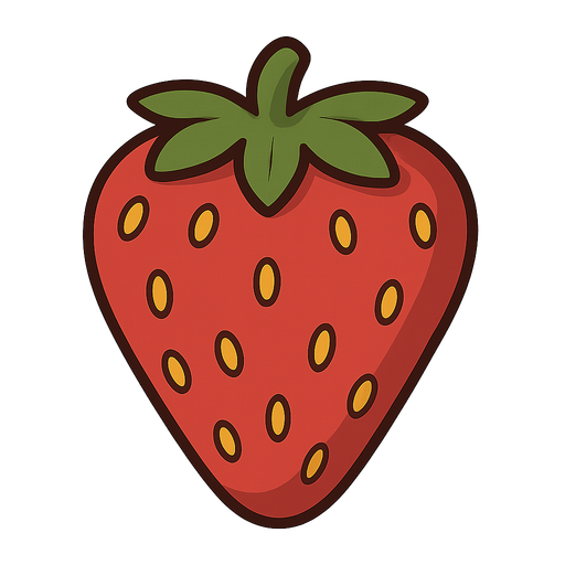 strawberry. No background. Transparent background. Blank background. No shadows. 2d. In-Game asset. flat