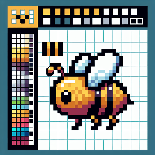pixel bee faceing left.
Single Game Texture.  In-Game asset.  2d.  Blank background.  High contrast.  No shadows