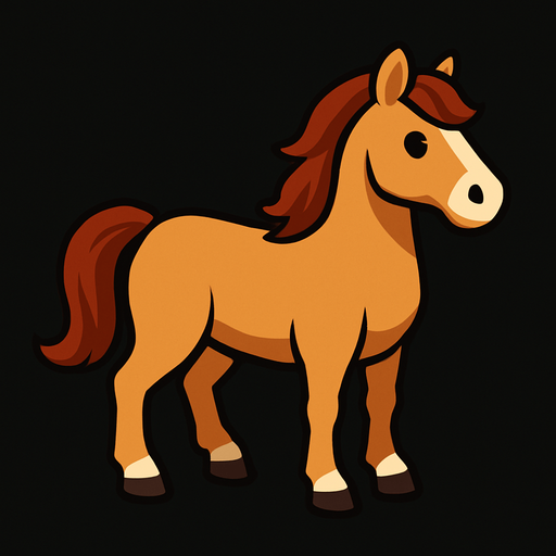 horse with black background.
In-Game asset.  2d.  High contrast.  No shadows