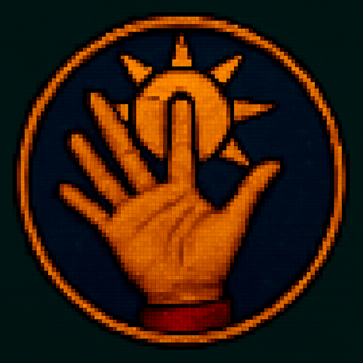 A hand with its fingers symbolizing sun