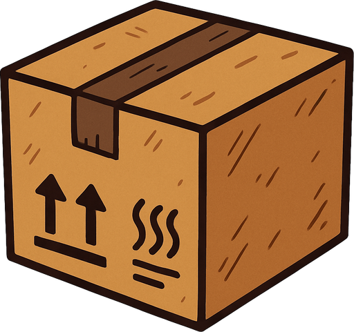 A cardboard.
In-Game asset.  2d.  High contrast.  No shadows