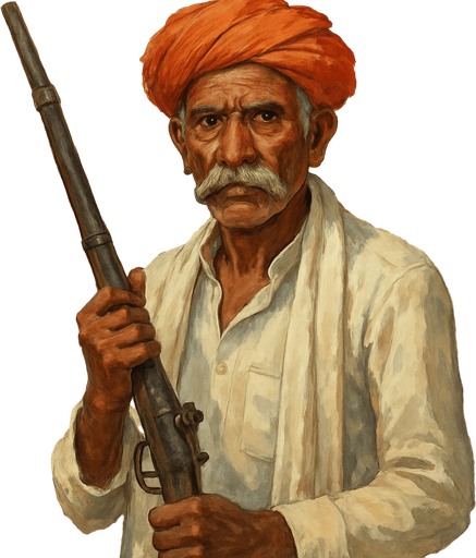 indian village uncle with weapon