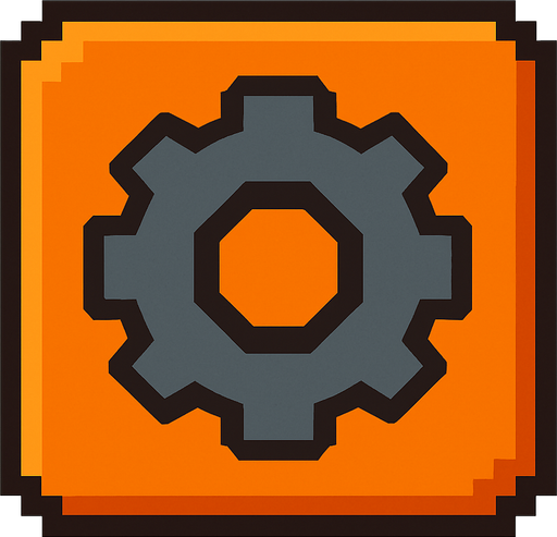 Una tuerca pixelar como boton.
In-Game asset.  2d.  High contrast.  No shadows