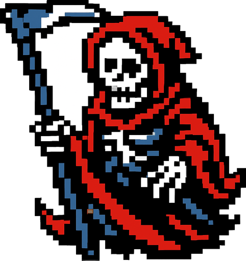 la muerte de pixeles.
In-Game asset.  2d.  High contrast.  No shadows