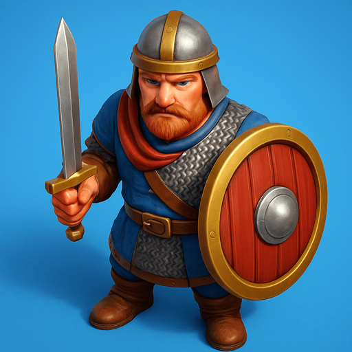 Kılıç ve kalkanlı çağı saldırı askeri, Gerçekçi, kuş bakışı görünüm, yazısız..
In-Game asset.  High contrast.  No shadows, renkli 3d olsun.