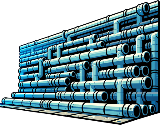Long pipes.
Single Game Texture. In-Game asset. 2d. Blank background. High contrast. No shadows.