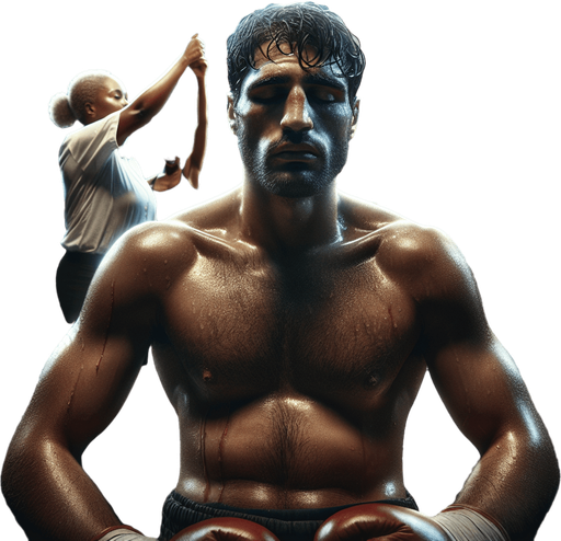 A boxer has lost the match..