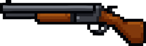 Pixel art shotgun less pixel.
In-Game asset.  2d.  High contrast.  No shadows. Pixel art