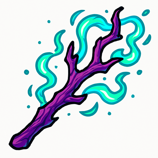 Crea una rama mágica.
In-Game asset.  2d.  High contrast.  No shadows