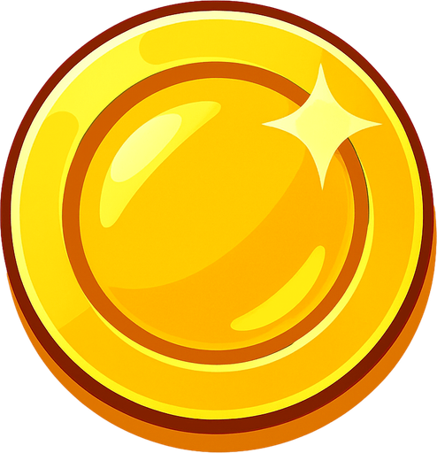 shiny coin.
In-Game asset.  2d.  High contrast.  No shadows