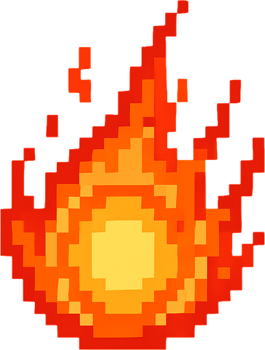 bola de fuego de pixeles.
In-Game asset.  2d.  High contrast.  No shadows