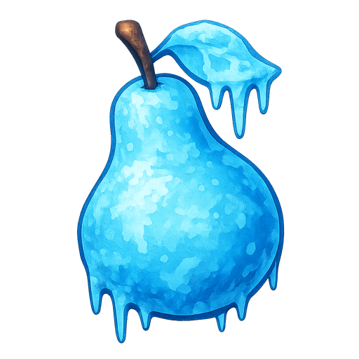 Frozen pear.
Single Game Texture.  In-Game asset.  2d.  Blank background.  High contrast.  No shadows