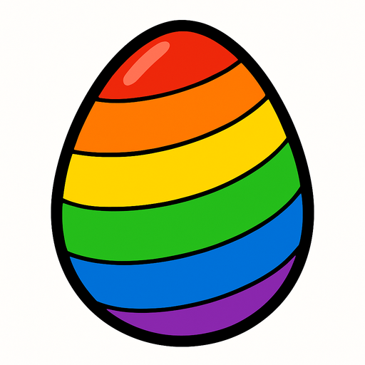 A Rainbow egg.
In-Game asset.  2d.  High contrast.  No shadows