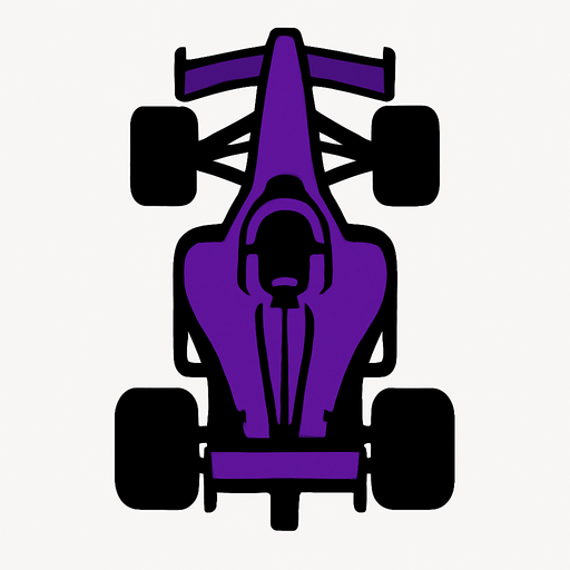 Purple F1 from a bird's eye view..
In-Game asset.  2d.  High contrast.  No shadows