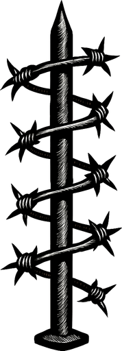 barbed iron pole.
In-Game asset.  2d.  High contrast.  No shadows