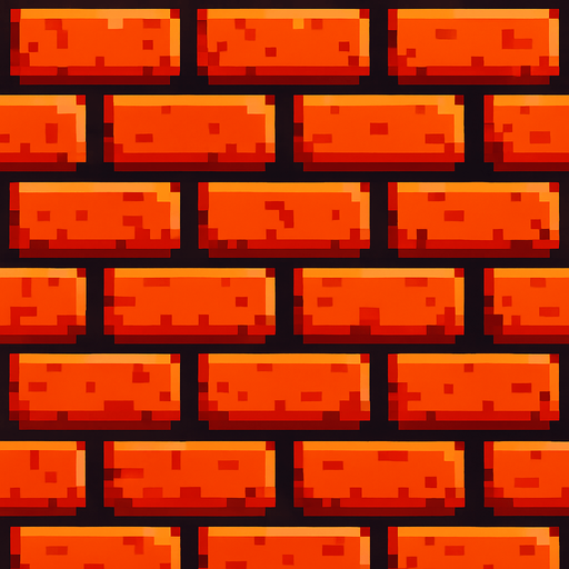 hd çözünrülükte atari tarzı tuğla duvar.
In-Game asset.  2d.  High contrast.  No shadows