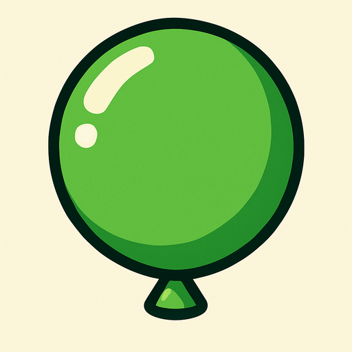 A green balloon without the string..
In-Game asset.  2d.  High contrast.  No shadows