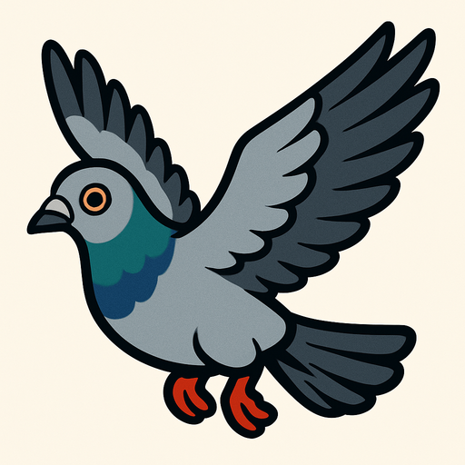 pigeon flying.
In-Game asset.  2d.  High contrast.  No shadows