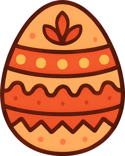 create a cute egg with some pattern and a light orange and light red colors.
In-Game asset.  2d.  High contrast.  No shadows