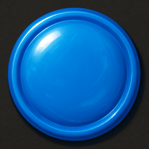 Circle realistic plastic blue.
In-Game asset.  2d.  High contrast.  No shadows