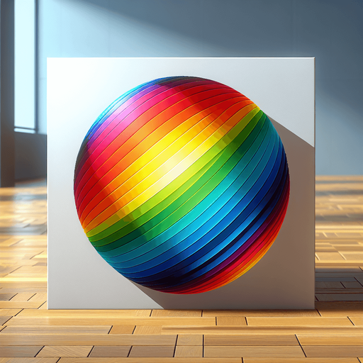 Rainbow ball.
Single Game Texture. In-Game asset. 2d. Blank background. High contrast. No shadows.