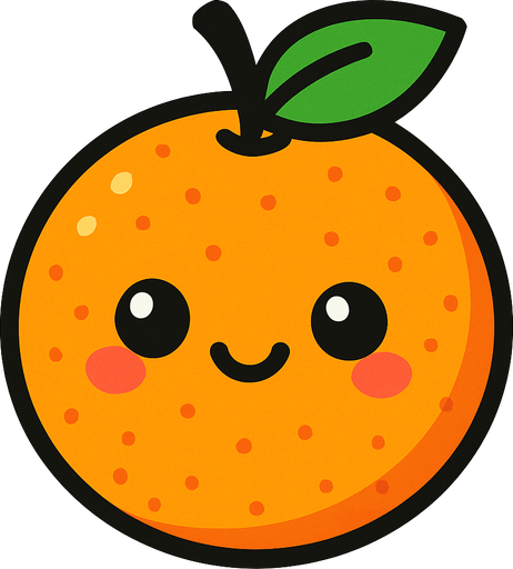 Una naranja cute.
In-Game asset.  2d.  High contrast.  No shadows