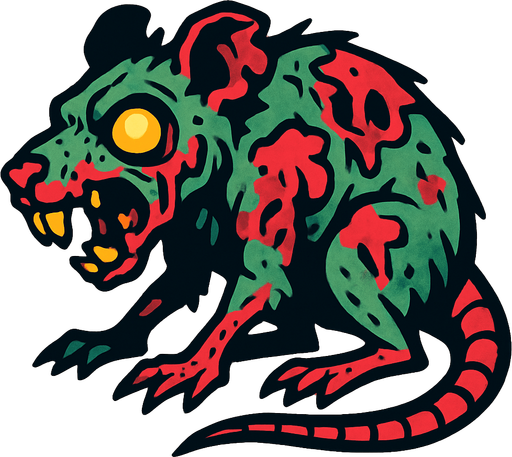 zombie rat.
In-Game asset.  2d.  High contrast.  No shadows