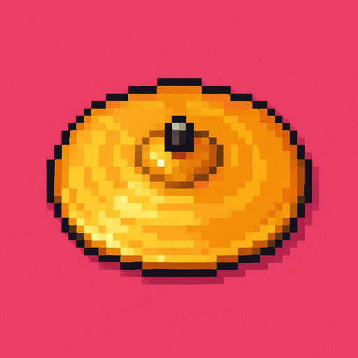 cymbal instrument pixel art 2d.
In-Game asset.  2d.  High contrast.  No shadows