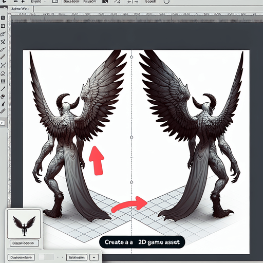 Winged daemon side view Single Game Texture. In-Game asset. 2d. Blank background. High contrast. No shadows.