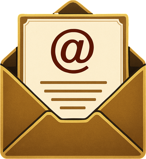 Carta de email elegante.
In-Game asset.  2d.  High contrast.  No shadows