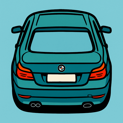 Bmw e60 arkasi ama yukaridan.
In-Game asset.  2d.  High contrast.  No shadows