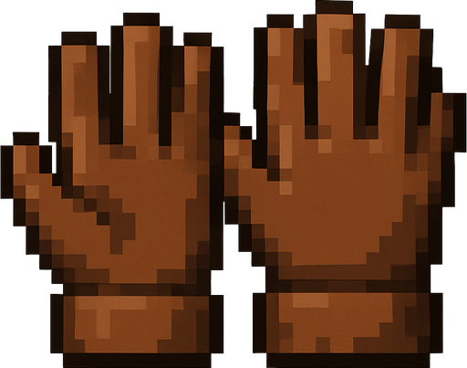 pixel brown gloves.
In-Game asset.  2d.  High contrast.  No shadows