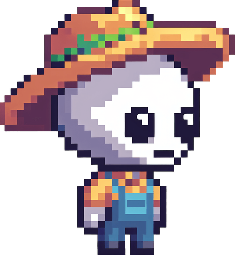 pixel art of a cute alien farmer, side view.
Game asset. 2d. Blank background. High contrast. No shadows.