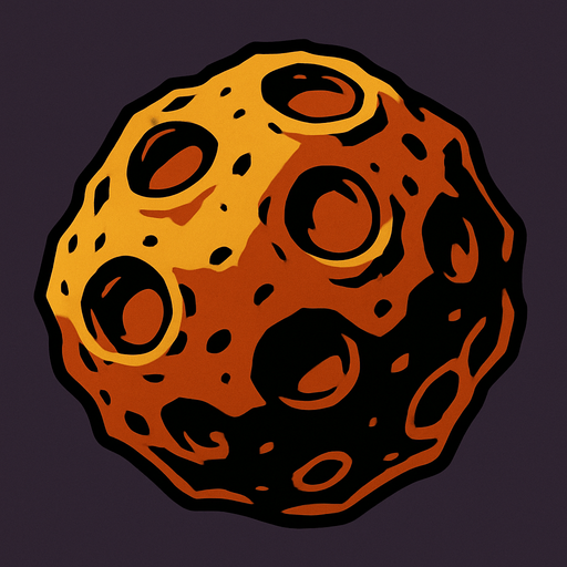 asteroid.
In-Game asset.  2d.  High contrast.  No shadows