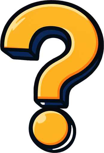 A giant question mark. Anime style..
In-Game asset.  2d.  High contrast.  No shadows