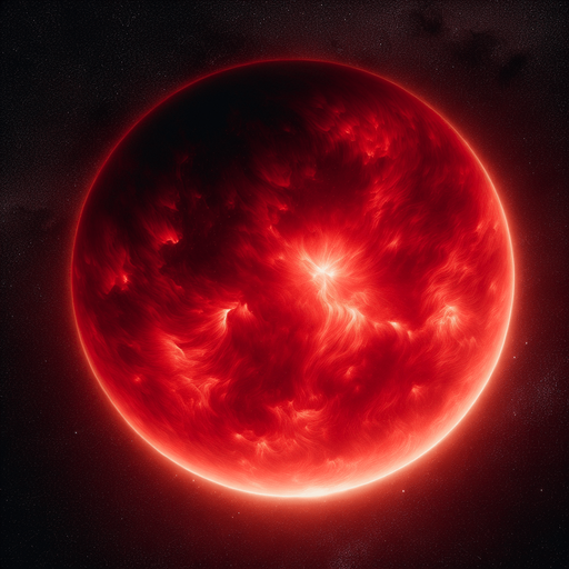 close up of a giant red star.
black background