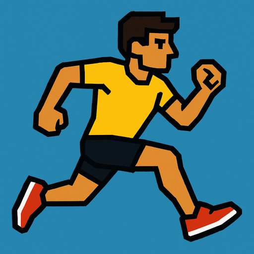 runner with a yellow shirt.
In-Game asset.  2d.  High contrast.  No shadows