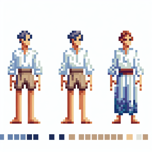 woman in short shorts. mobile game art. pixel art. full body. front facing. Blank background. High contrast. No shadows.