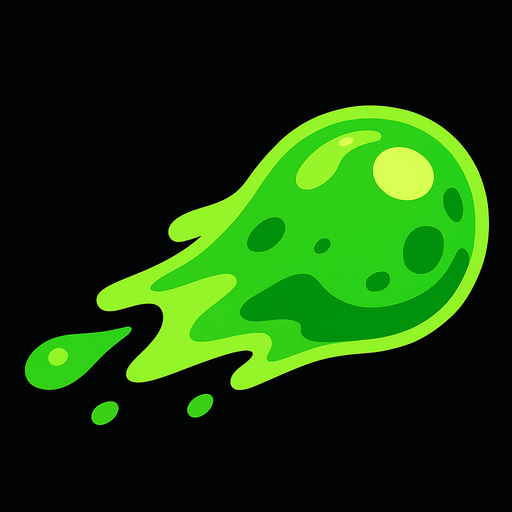 Un proyectil de slime estilo lineless.
In-Game asset.  2d.  High contrast.  No shadows