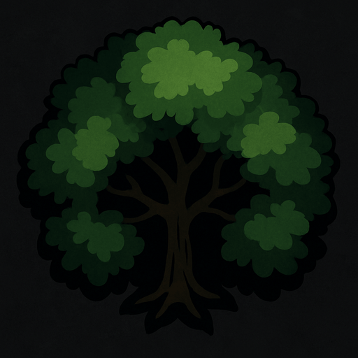 Arbol visto desde arriba algo oscuro.
In-Game asset.  2d.  High contrast.  No shadows