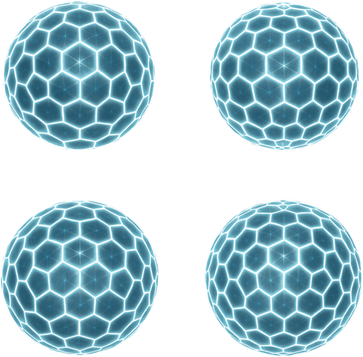 2x2 Sprite Sheet of futuristic white energy geodesic dome.
Seen from above / zenith view