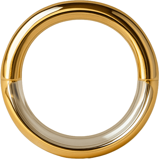 Golden ring with transparent middle. Front view