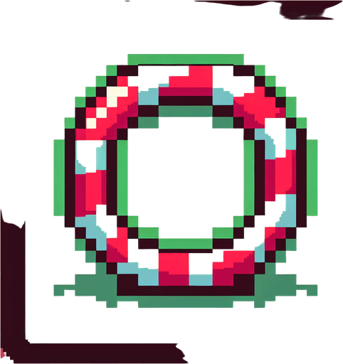 8-bit, cartoon. x-mas candy can frame. high contrast. simple. Single Game Texture. In-Game asset. 2d. Blank background. High contrast. No shadows.