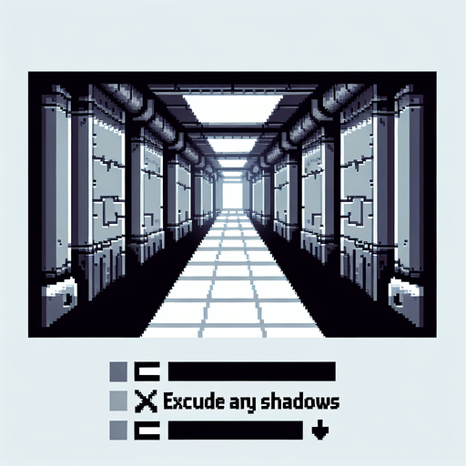 Pixel art uzun gri koridor.
Single Game Texture.  In-Game asset.  2d.  Blank background.  High contrast.  No shadows