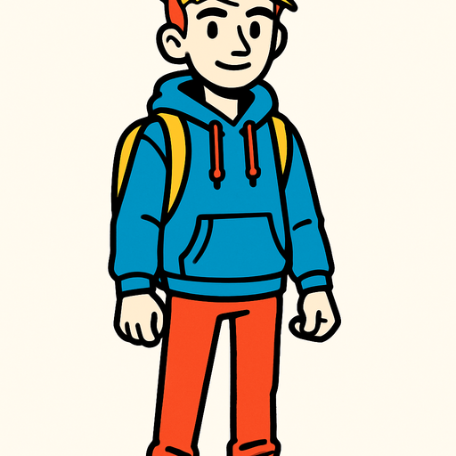 teenager.
In-Game asset.  2d.  High contrast.  No shadows